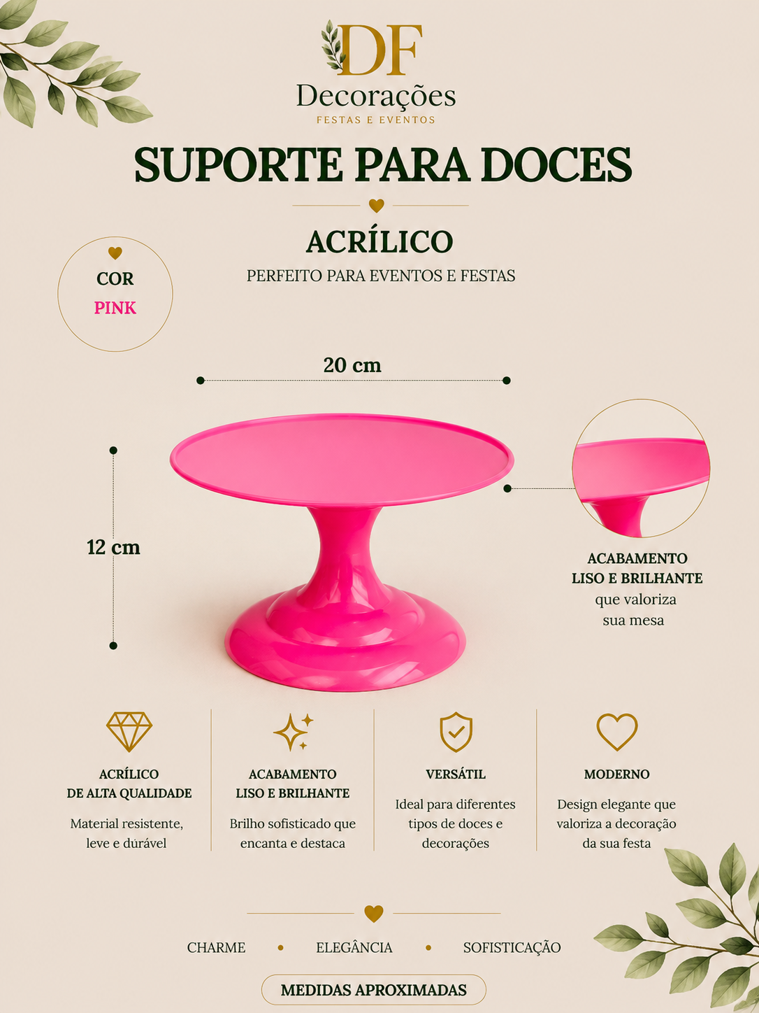 Suporte para Doces Acrilico Pink