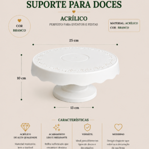 Suporte para Doces Acrilico Branco