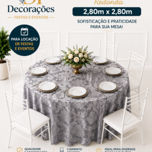 Toalha Redonda Jaquard Prata