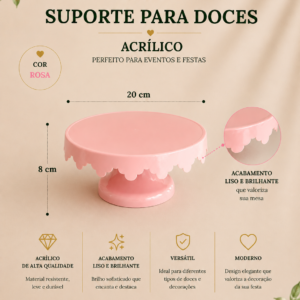 Suporte para Doce Acrilico Rosa
