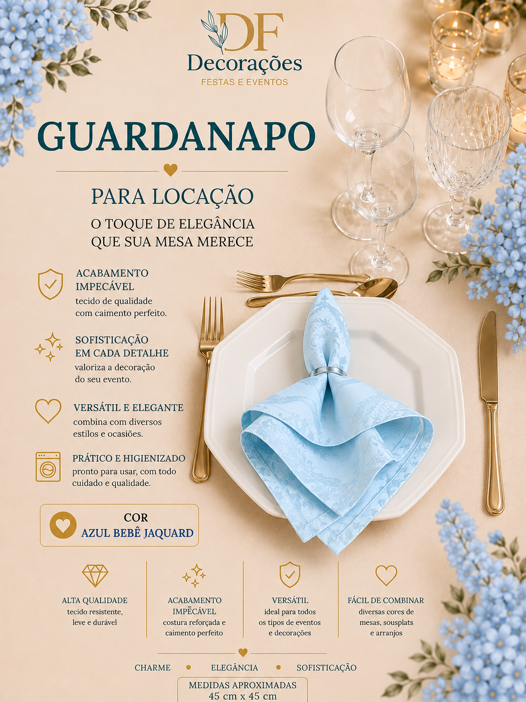 Guardanapo Azul Bebe Jaquard