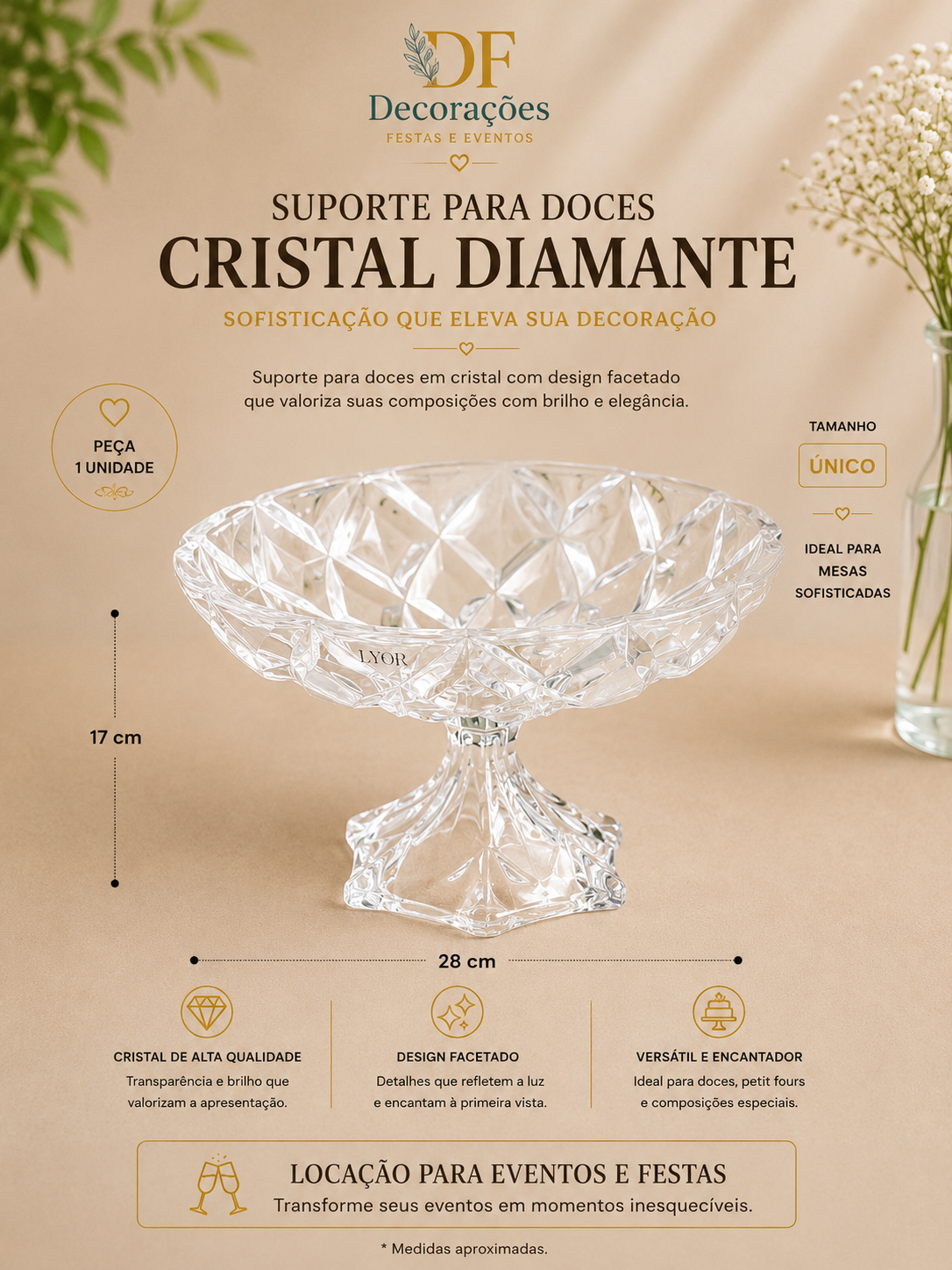 Suporte para Doces Cristal Diamante