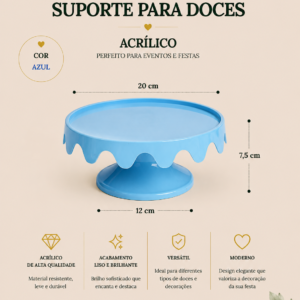 Suporte para Doces Azul Acrilico