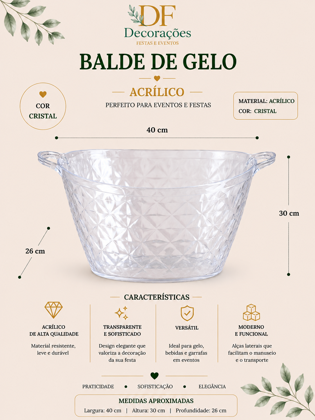 Balde de Gelo Acrilico
