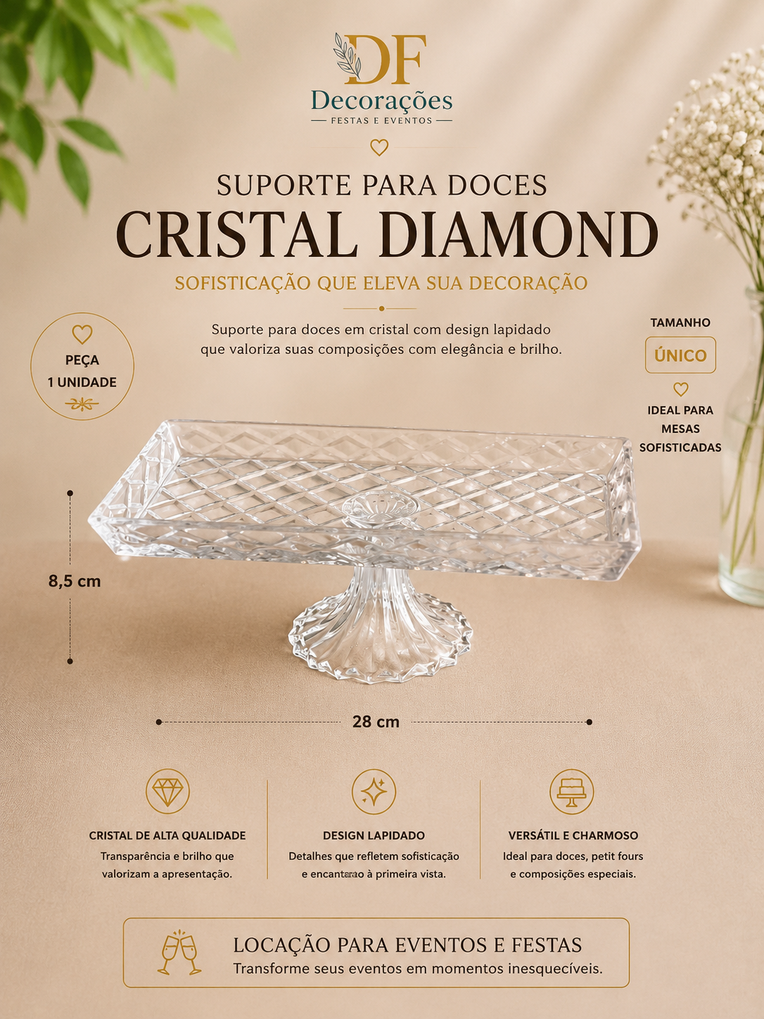 Suporte para Doces Cristal Diamond