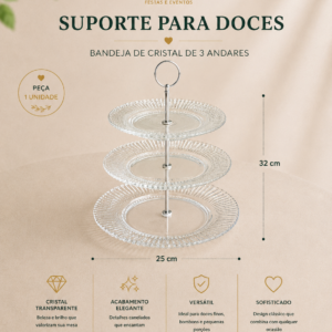 Bandeja de Cristal 3 Andares