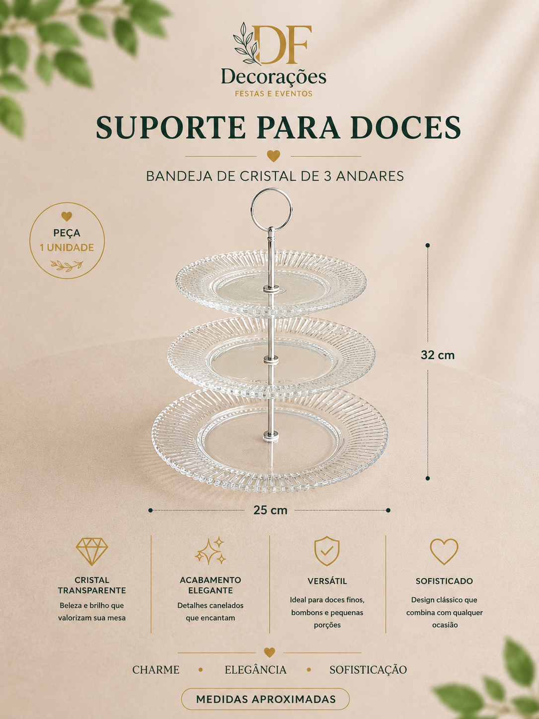 Bandeja de Cristal 3 Andares