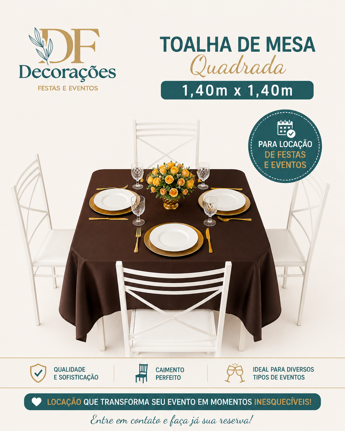 Toalha Quadrada Marrom