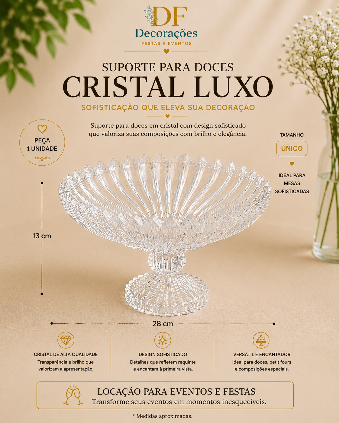 Suporte para Doces Cristal Luxo