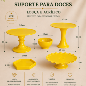 Kit de Bandejas Acrilico 5 PÇs Amarelo
