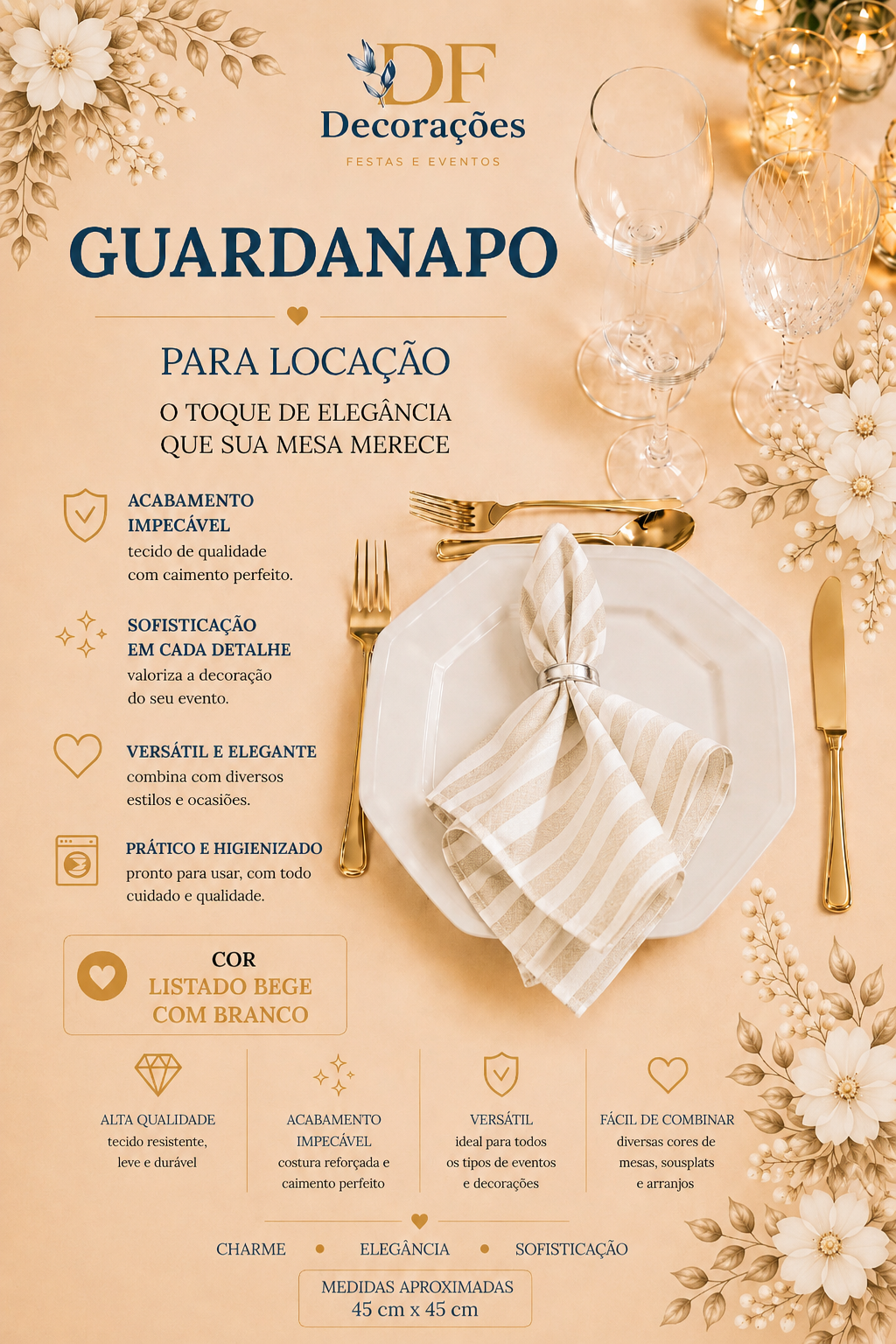 Guardanapo Listado Bege