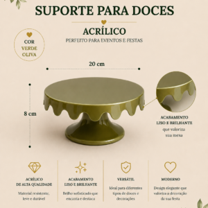 Suporte para Doces Acrilico Verde Oliva