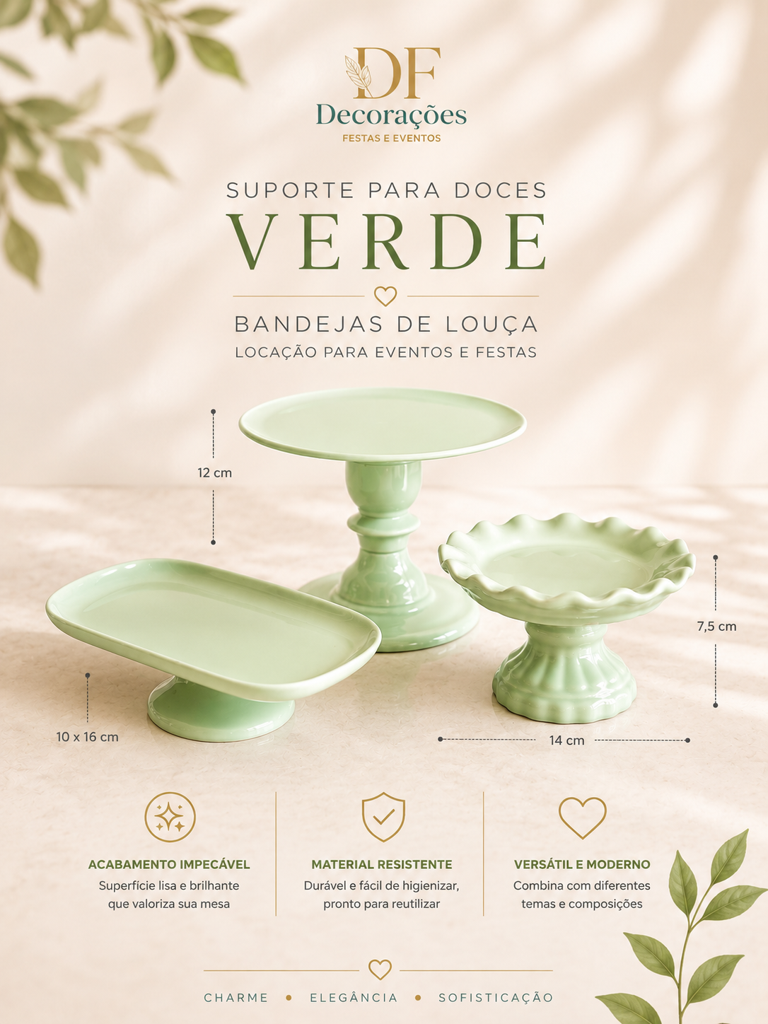 Kit de Bandejas Verde Louça