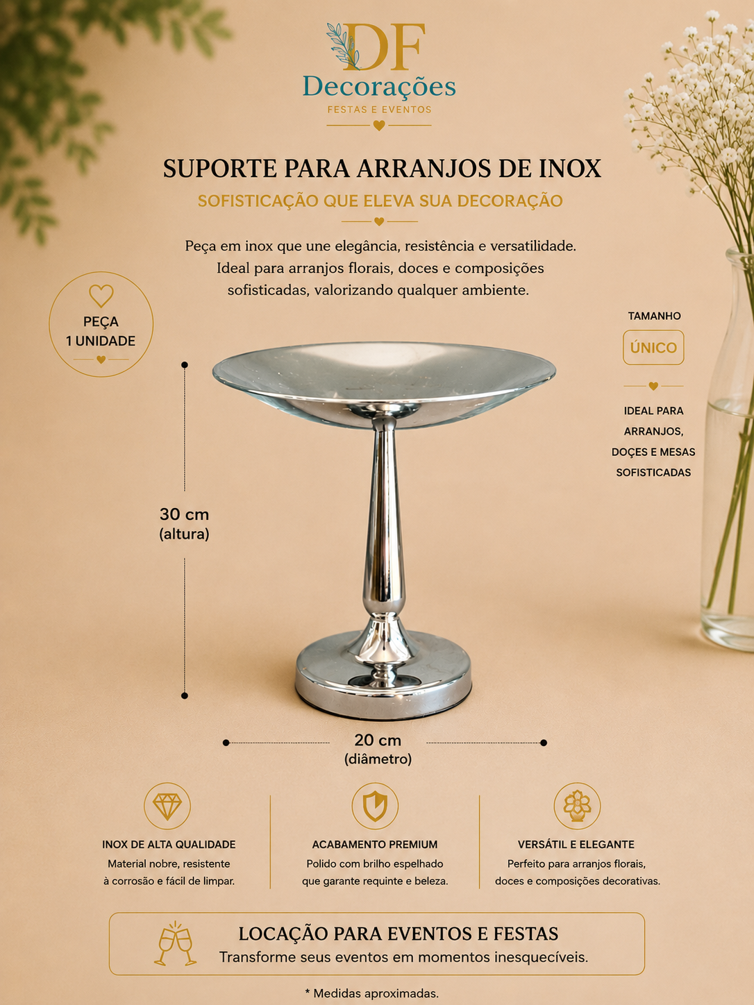 Suporte para Arranjos de Inox