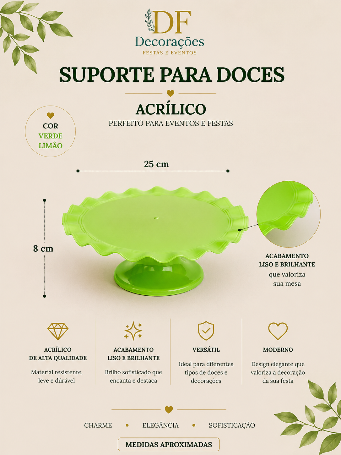 Suporte para Doces Acrilico Verde Limao