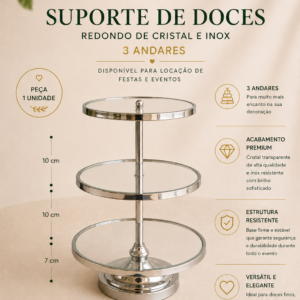 Suporte para Doces Redondo Inox 3 Andares