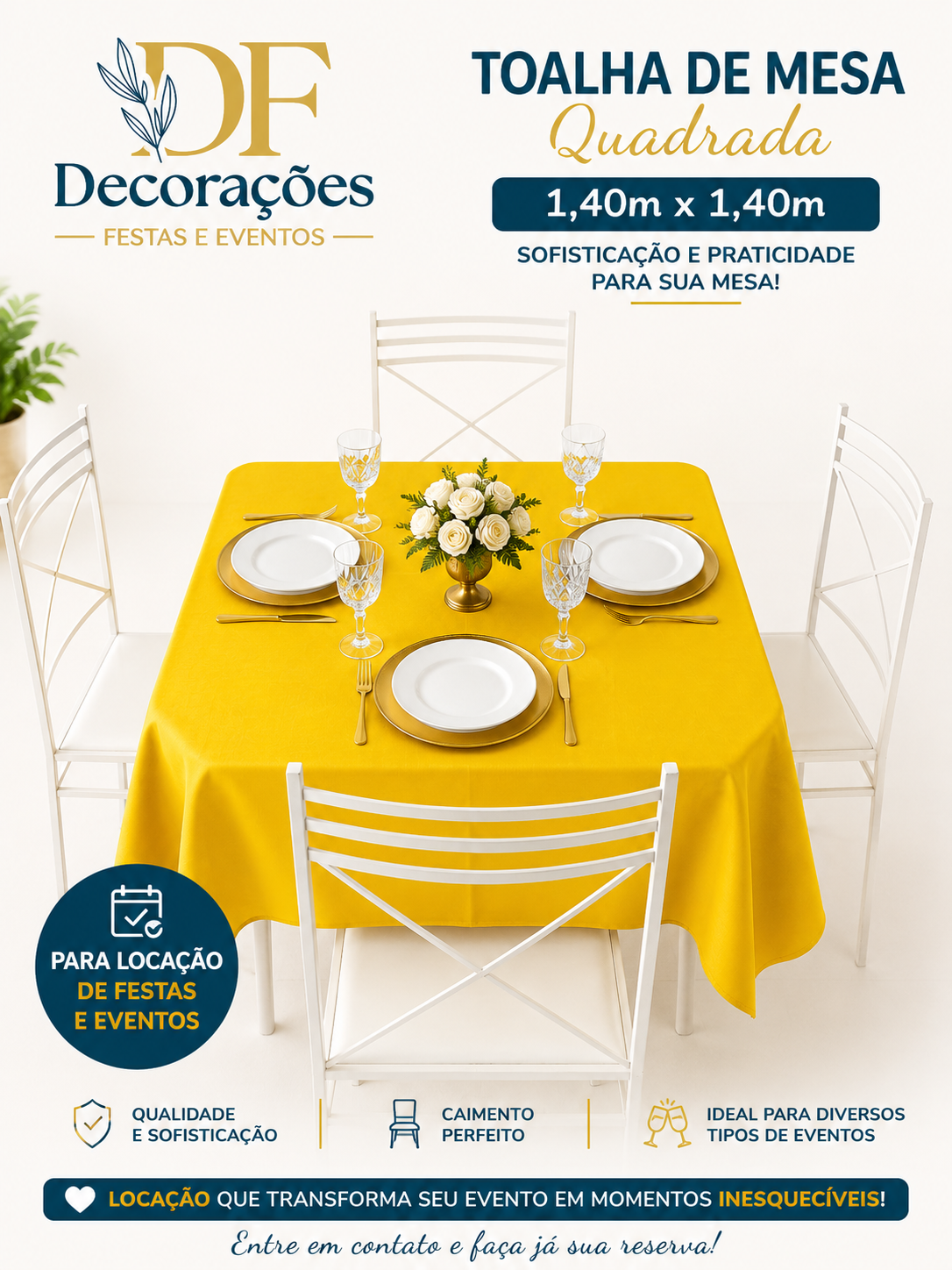 Toalha Quadrada Amarelo