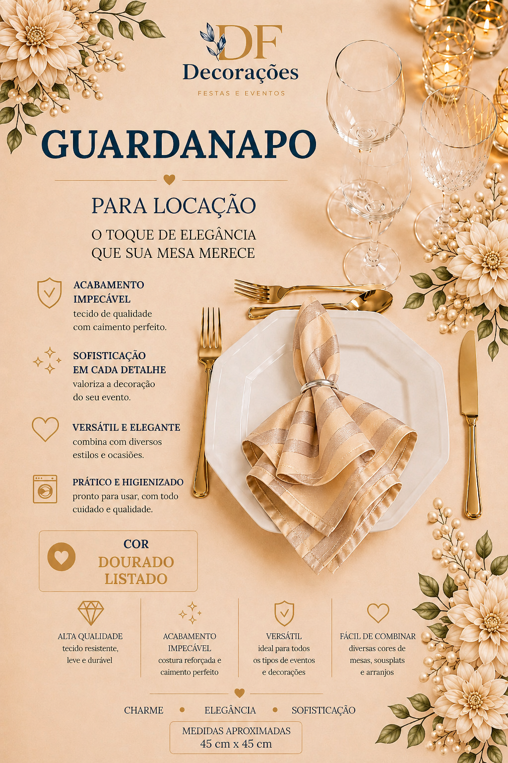Guardanapo Dourado Listado