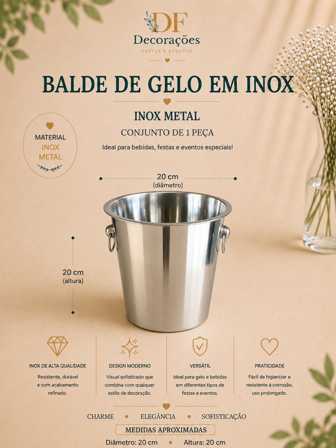 Balde de Gelo Inox