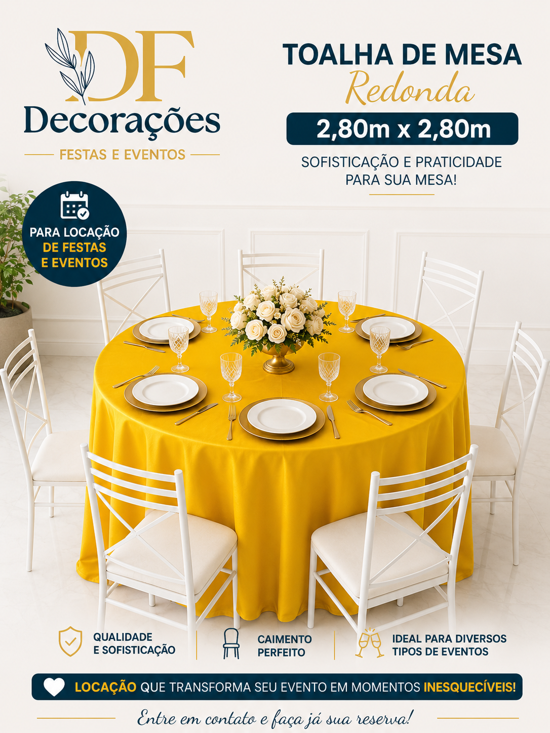Toalha Redonda Amarelo