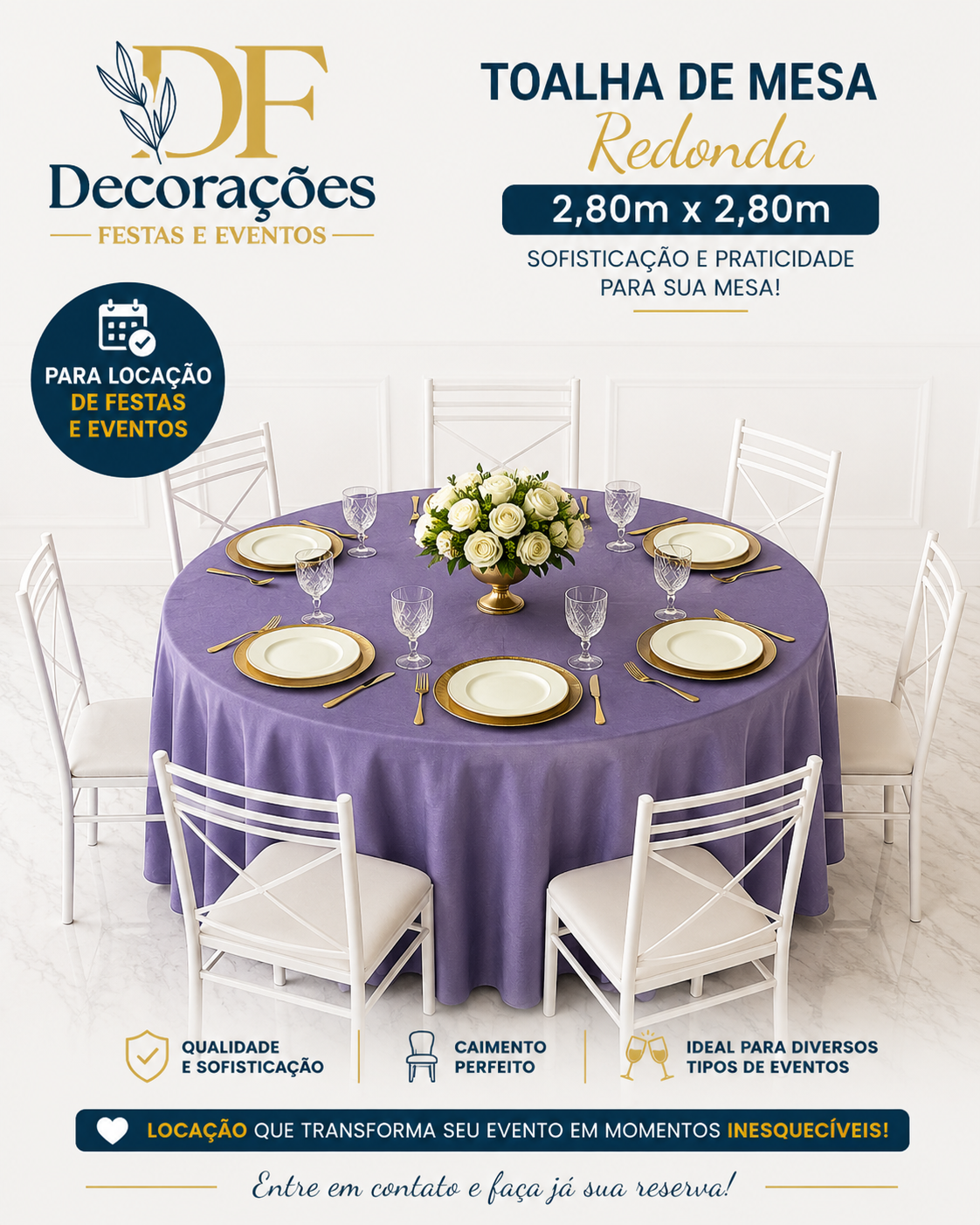 Toalha Redonda Lilas Lisa