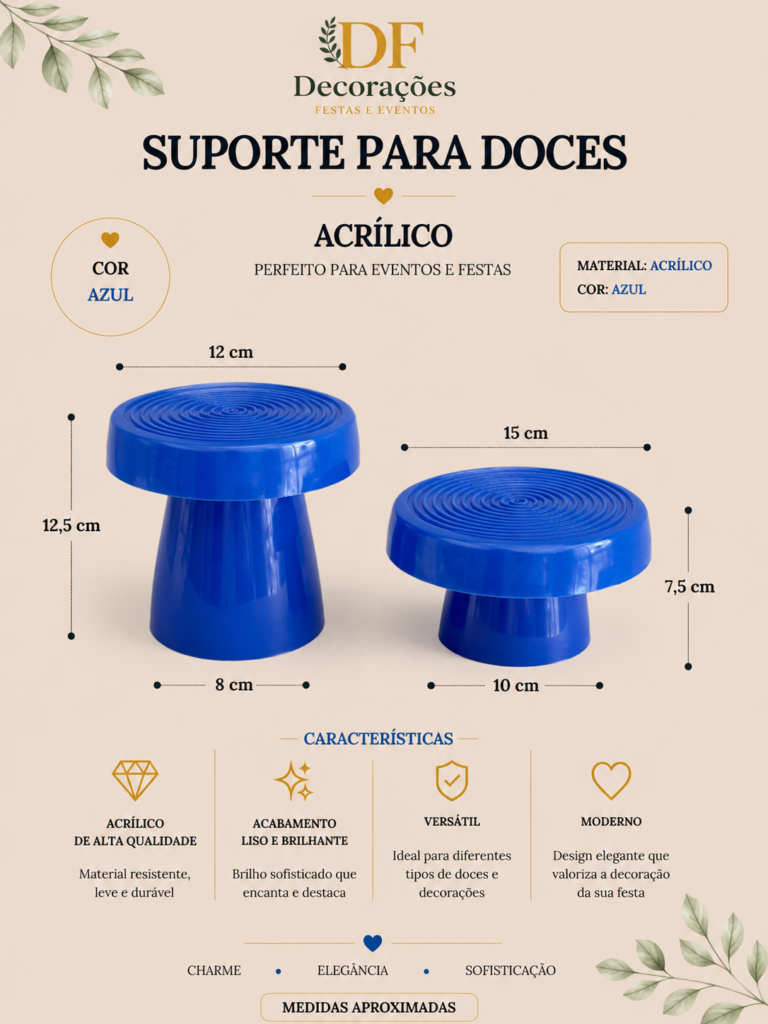 Kit de Bandejas Acrilico Azul 2 Pcs