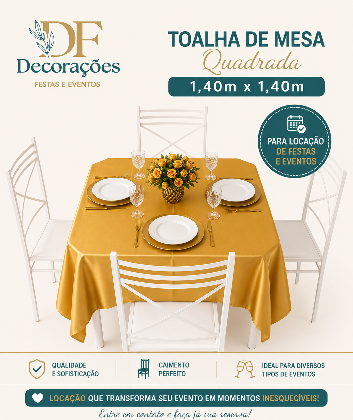 Toalha Quadrada Dourado