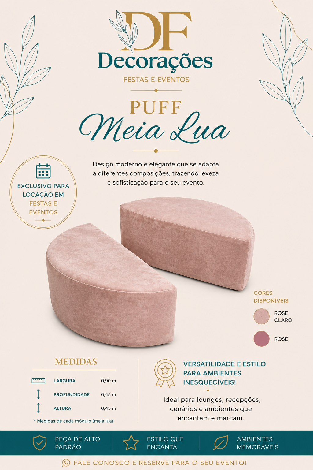 Puff Meia Lua Rose