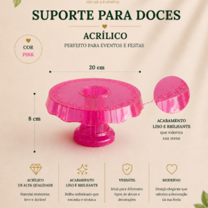Suporte para Doces Acrilico Pink