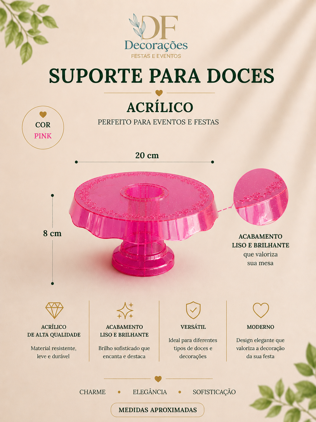 Suporte para Doces Acrilico Pink