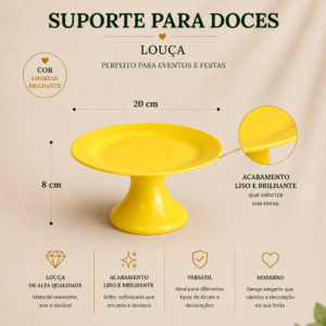 Suporte de Doces de Louça Amarelo
