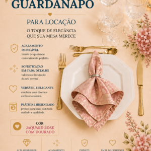 Guardanapo Jaquard Rose com Dourado