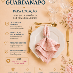 Guardanapo Jaquard Flores Rosa Bebe