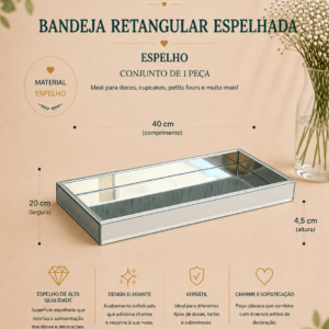 Bandeja Retangular Espelhada