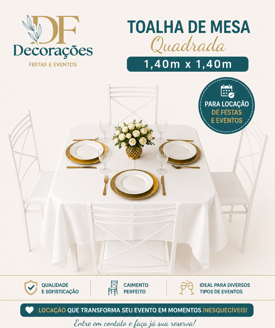 Toalha Quadrada Creme