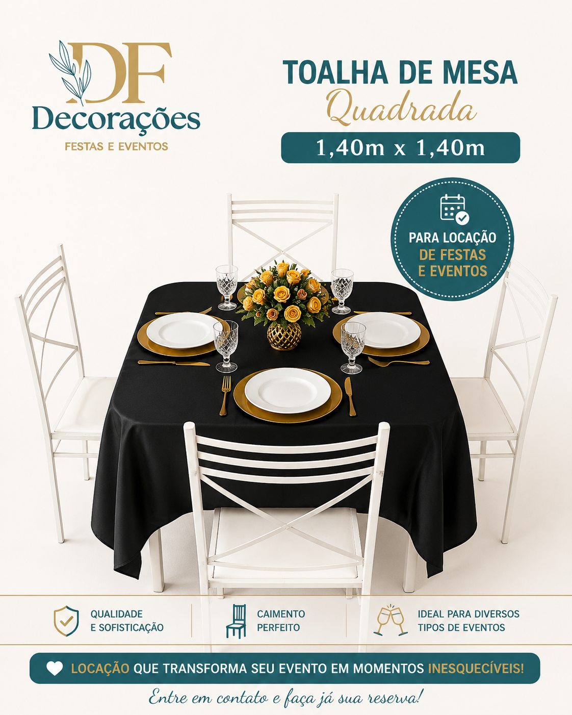 Toalha Quadrada Preto