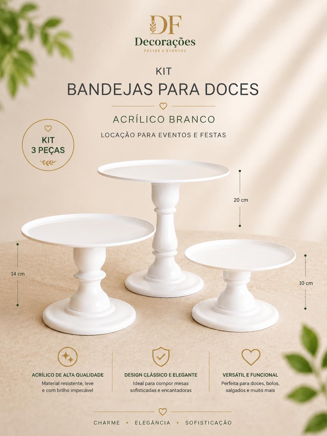 Kit Bandeja de Acrilico Branco