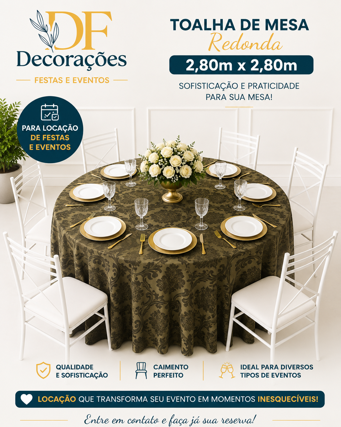 Toalha Redonda Jaquard Verde Militar