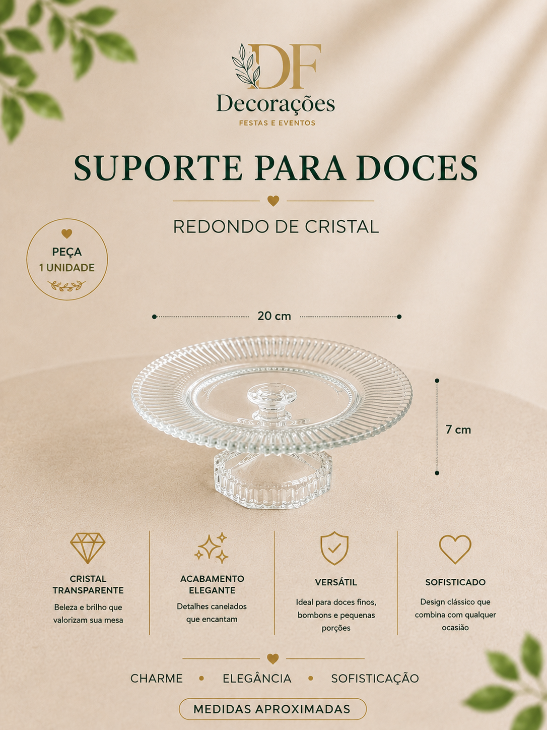 Suporte para Doces Redondo Cristal