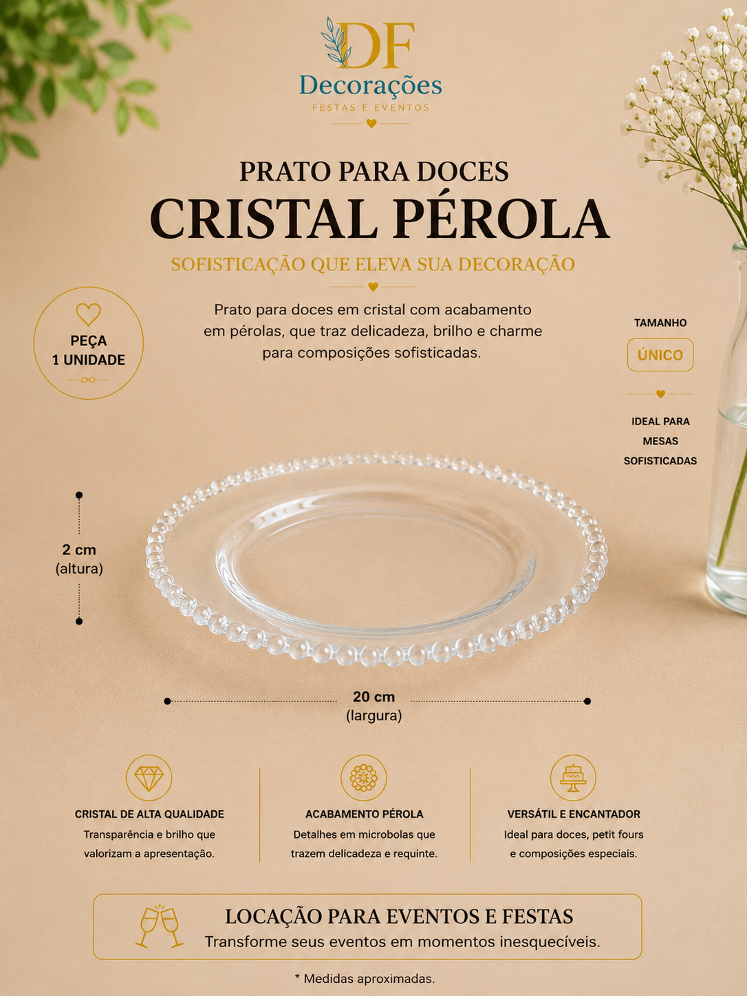 Suporte para Doces Cristal Pérola