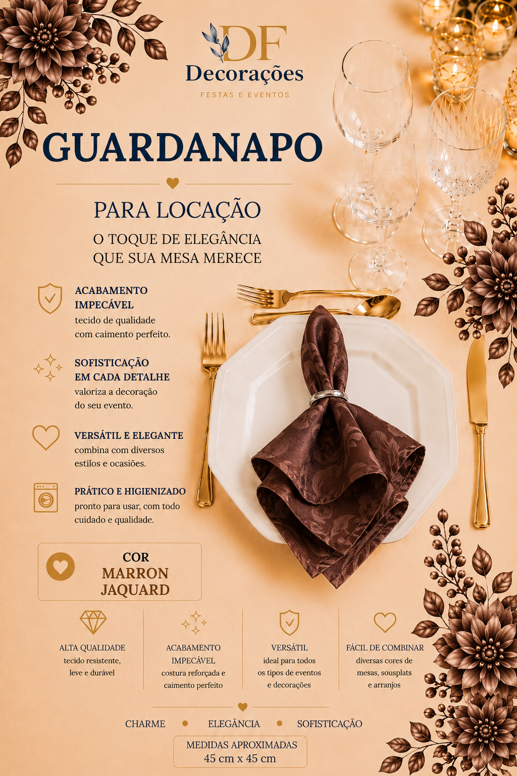 Guardanapo Jaquard Marrom