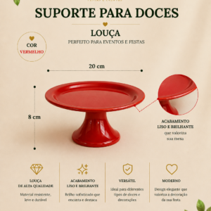 Suporte para Doces Louça Vermelho