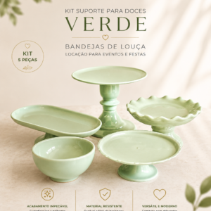 Kit 5 Bandejas de Louça Verde Oliva