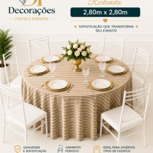 Toalha Redonda Jaquard Dourado