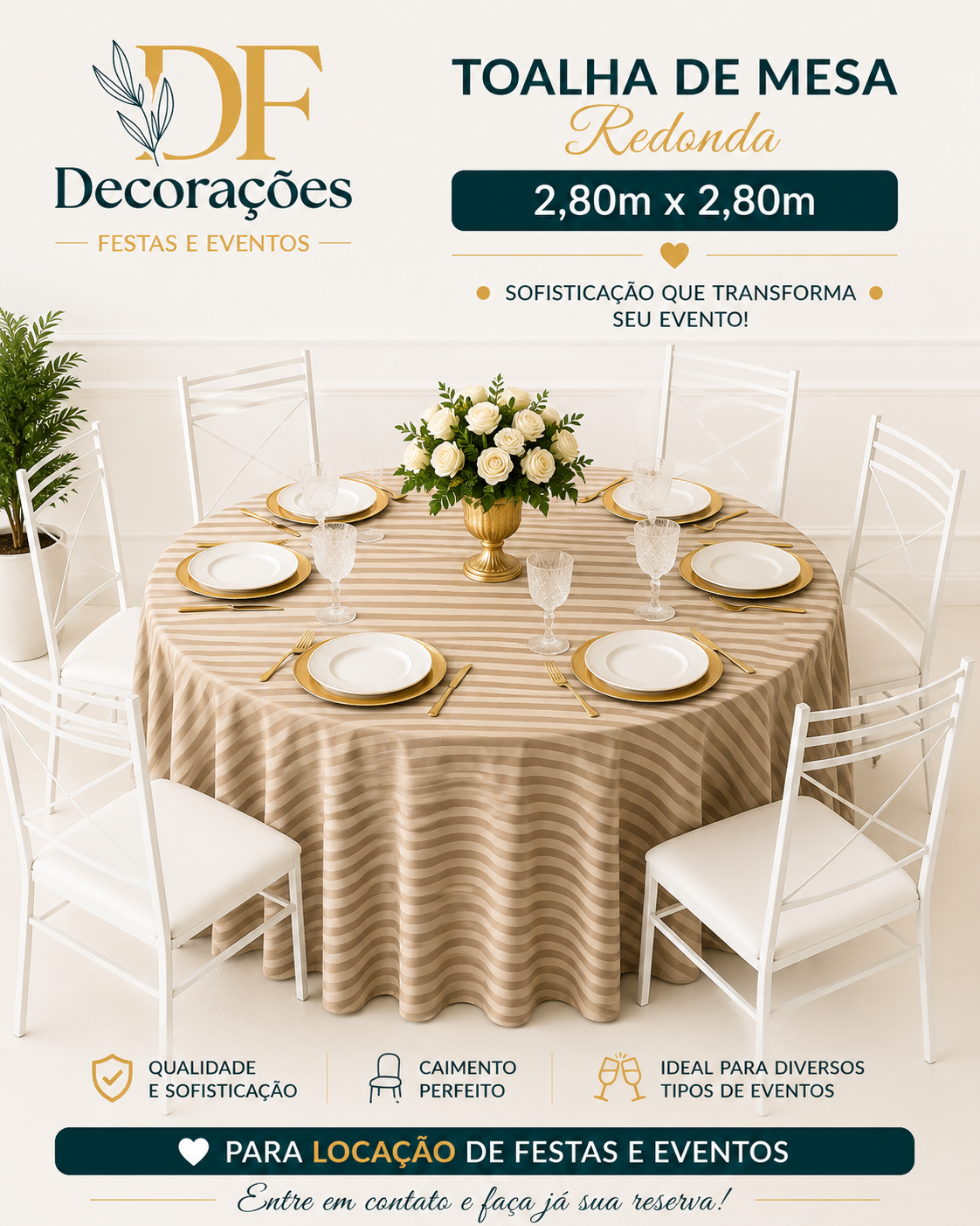 Toalha Redonda Jaquard Dourado