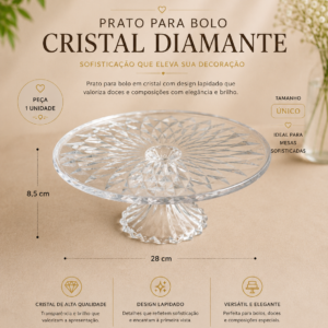 Prato para Bolo Cristal Diamante