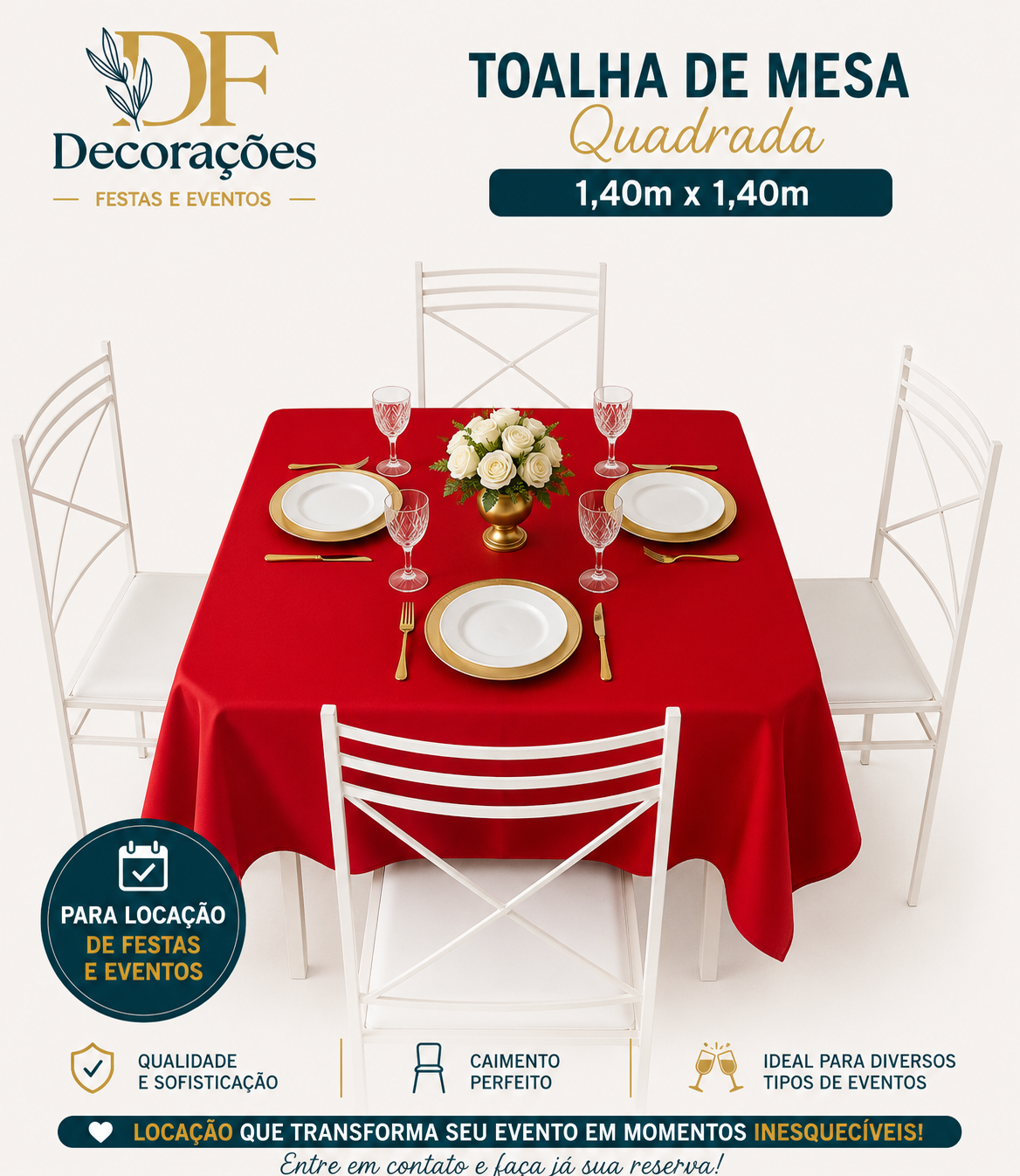 Toalha Quadrada Vermelho
