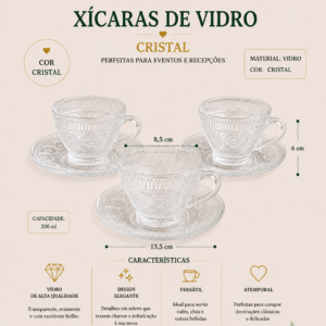 Xicaras de Vidro Com Pires