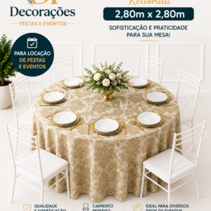 Toalha Redonda Jaquard Dourado