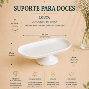 Suporte para Doces de Louça Branco